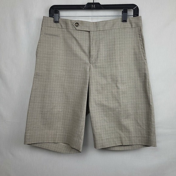 Gap Pants - Gap Womens Tan Plaid Flat Front Slash Pocket Casual Bermuda Shorts Size 12